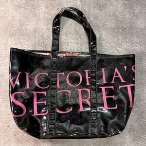 Victorias Secret Black Patent Tote Bag